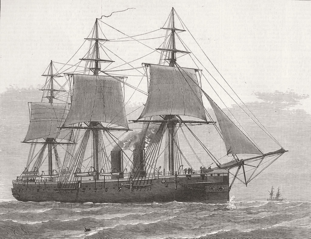 SHIPS. H M S Euryalus 1877 old antique vintage print picture